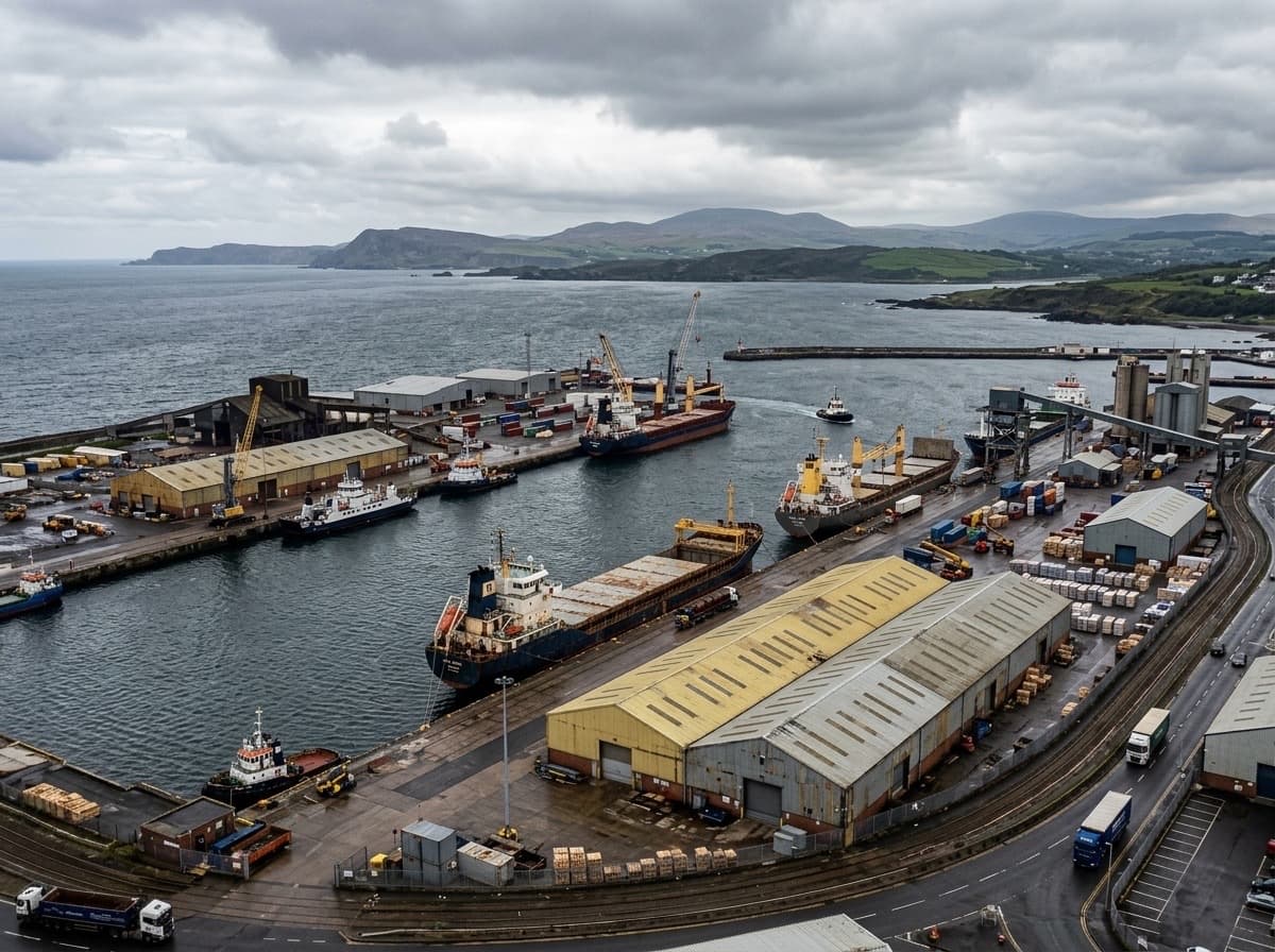 Larne Harbour, the ferry port linked to KG Recovery's vehicle transportation service
